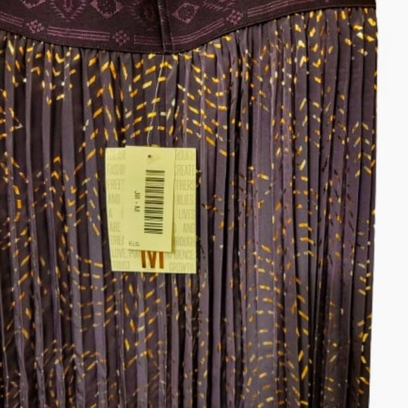 LuLaRoe Purple and Gold Metallic Elegant Jill Pleated Skirt Size Medium NWT - Picture 3 of 7